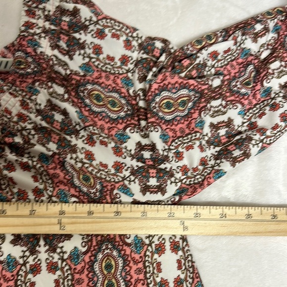 Allison Brittney Pink and Blue Sheath Midi Dress 3/4 Embroidered Sleeves - Picture 8 of 9